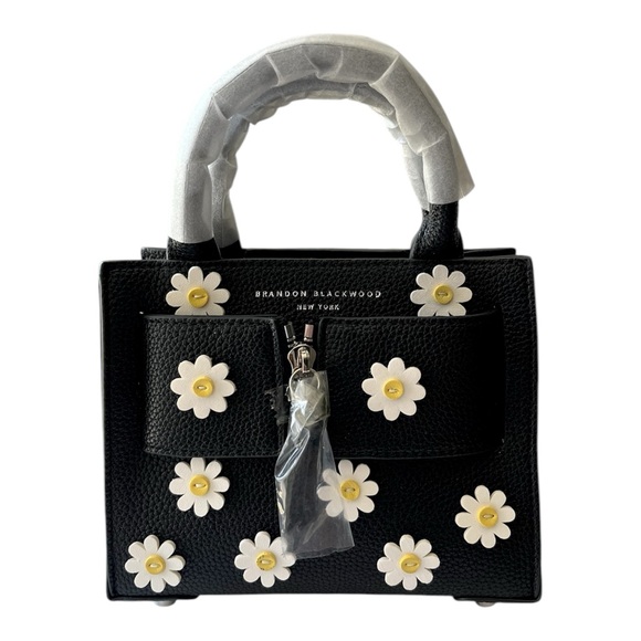 Brandon Blackwood Handbags - Brandon Blackwood Black and White Daisy Satchel